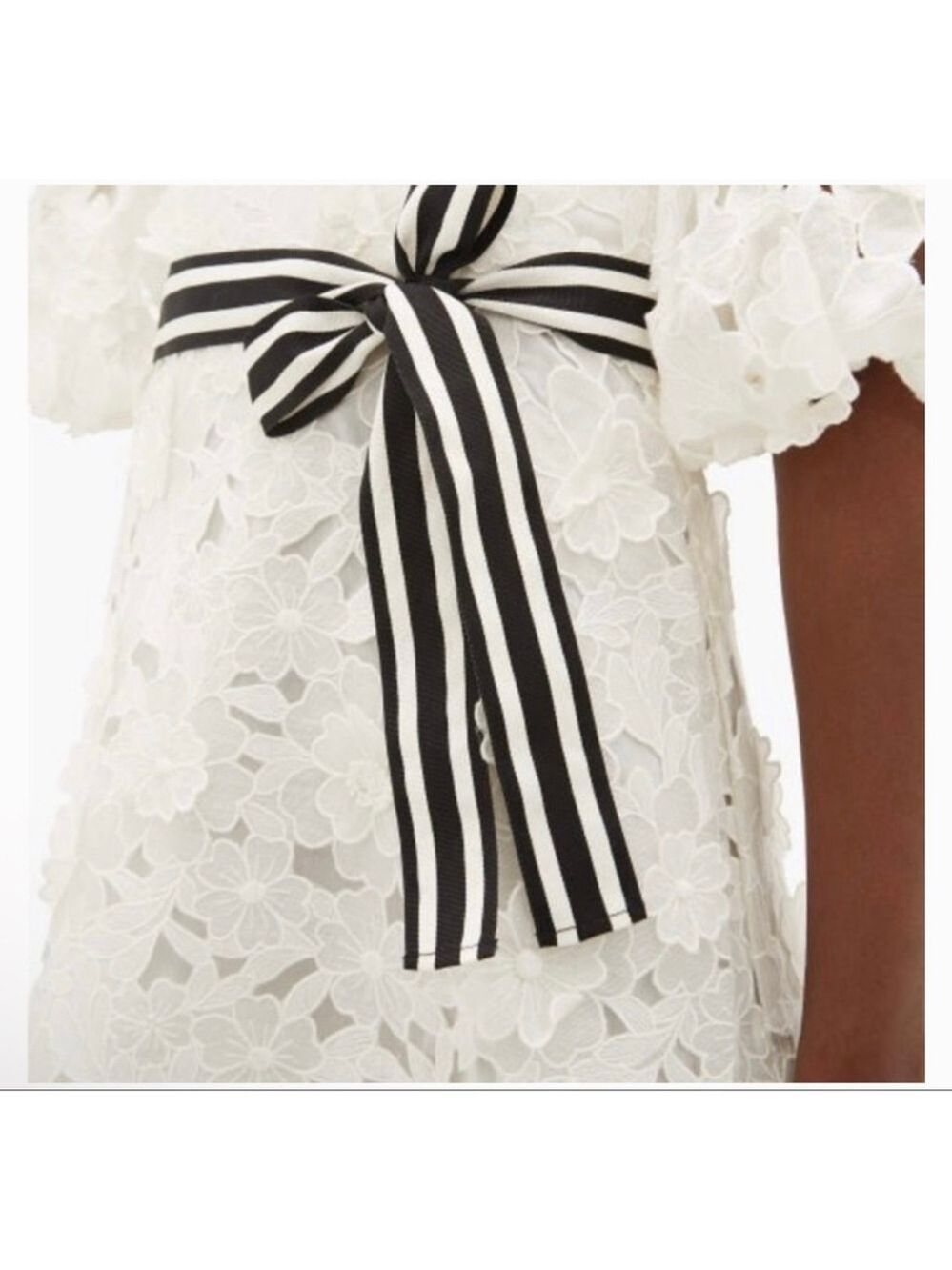 NWT Zimmermann Ivory Lace Mini Dress with Black Stripe Belt Size 3= US 8/10 - Picture 3 of 6